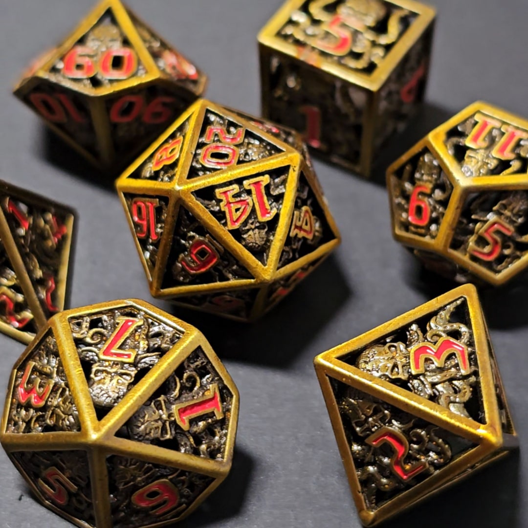 Set de dé vide kraken or jaune et rouge pour jeu de rôle (Ref 28)