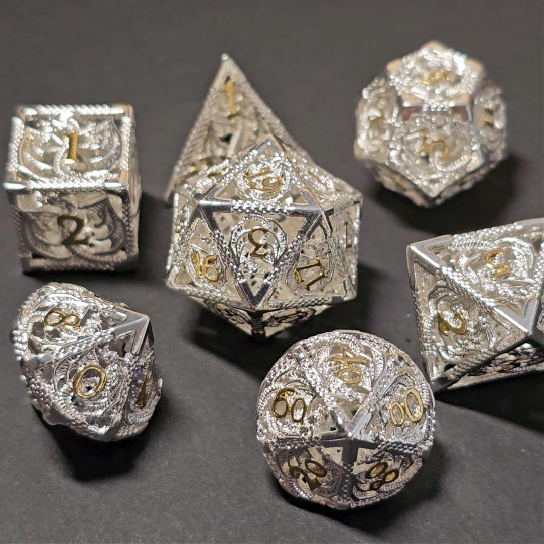 Set de dé vide diamant/doré pour jeu de rôle (Ref 26)