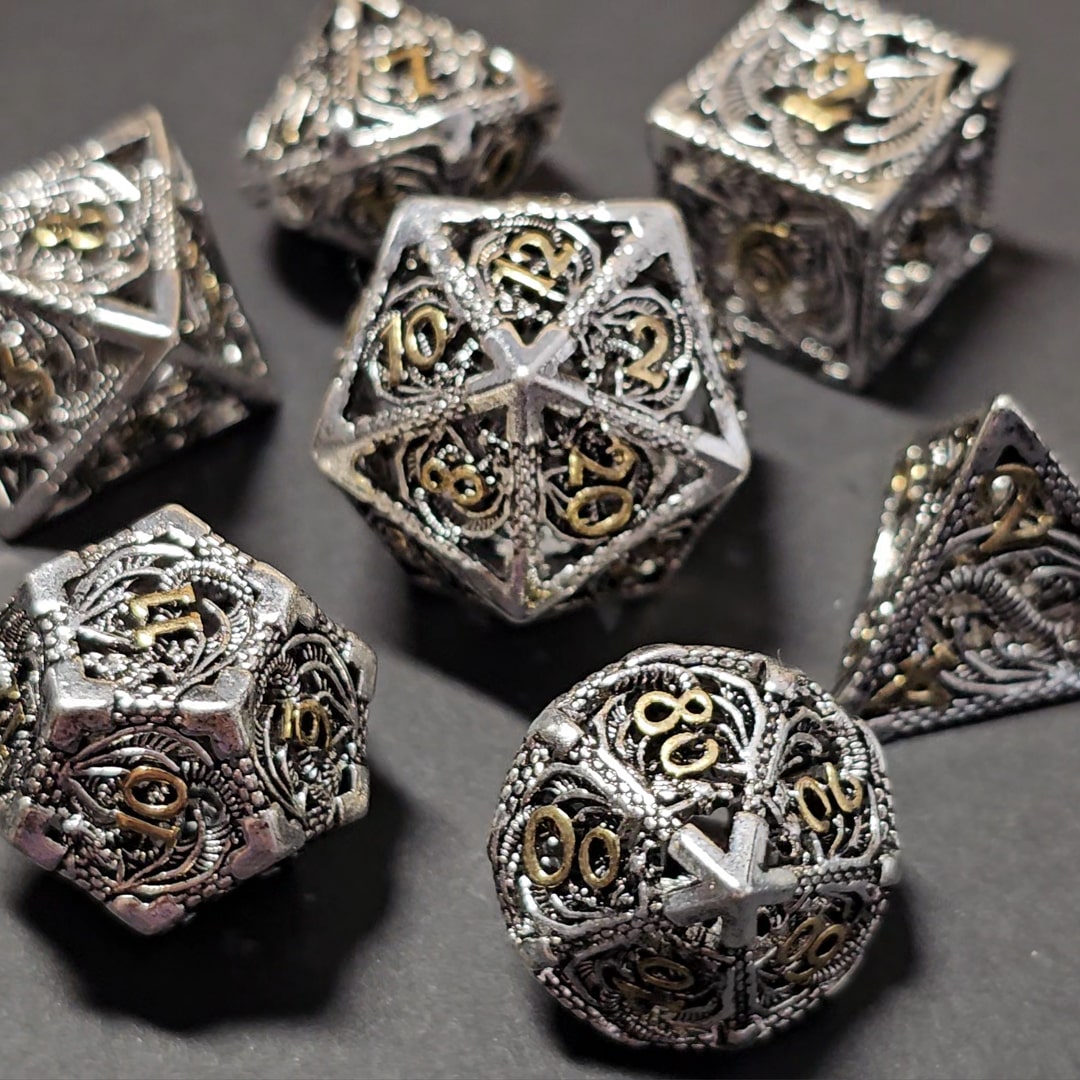 Set de dé vide argent/doré pour jeu de rôle (Ref 27)